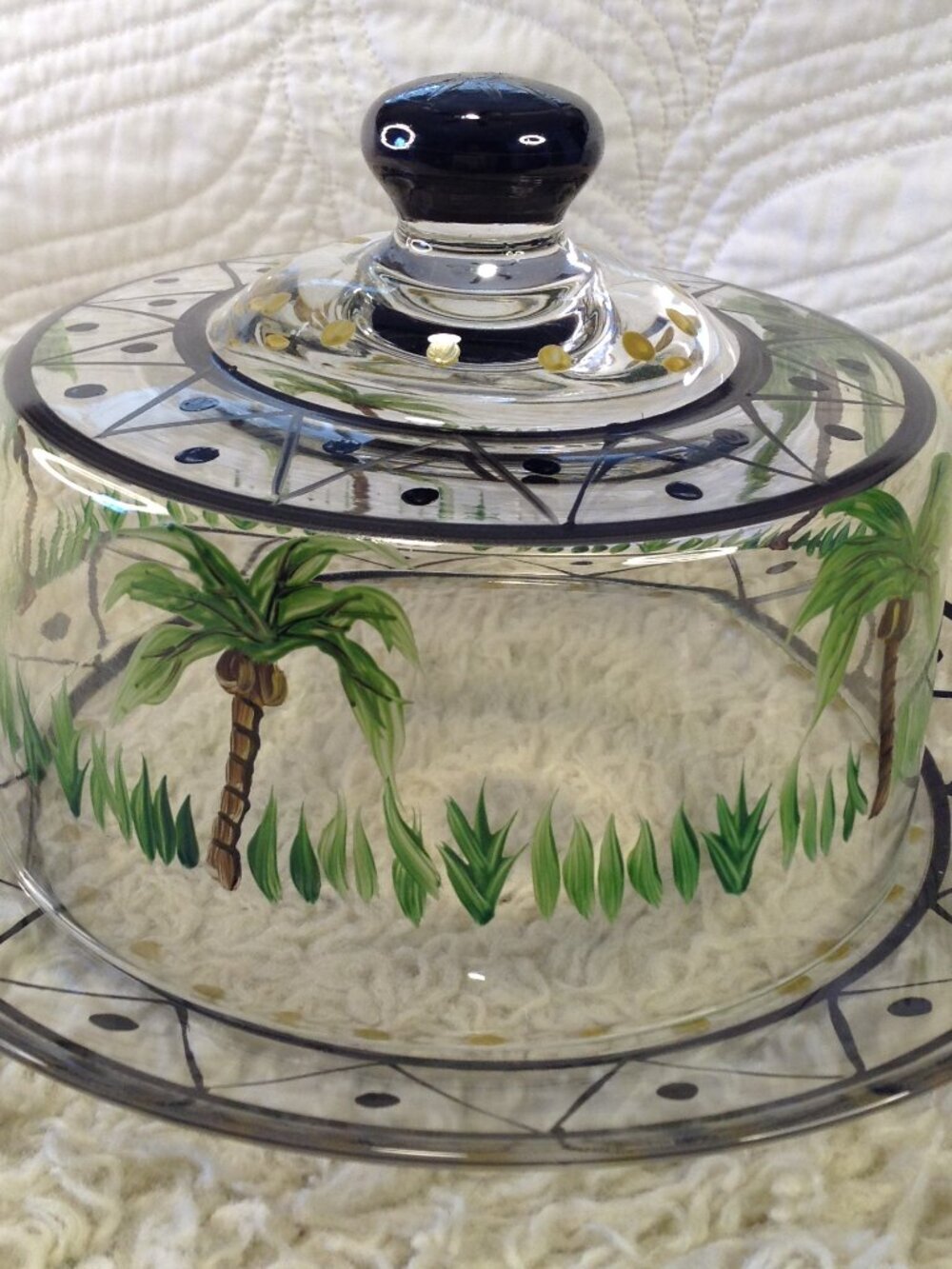 VTG 90's Home Essentials Caribbean Palm hand painted Cheese Plate Beach Cottage